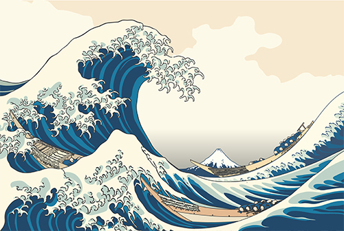 „Sous la vague„ par Dekeyser (d'après la gravure d'Hokusai)